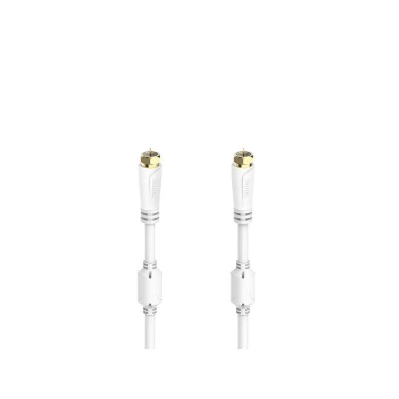 Câble d'antenne coaxial Hama Essential - Longueur 1,5 m - Bornes plaquées or - Connecteur F mâle - Triple blindage - Atténuation
