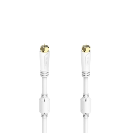 Câble d'antenne coaxial Hama Essential - Longueur 1,5 m - Bornes plaquées or - Connecteur F mâle - Triple blindage - Atténuation