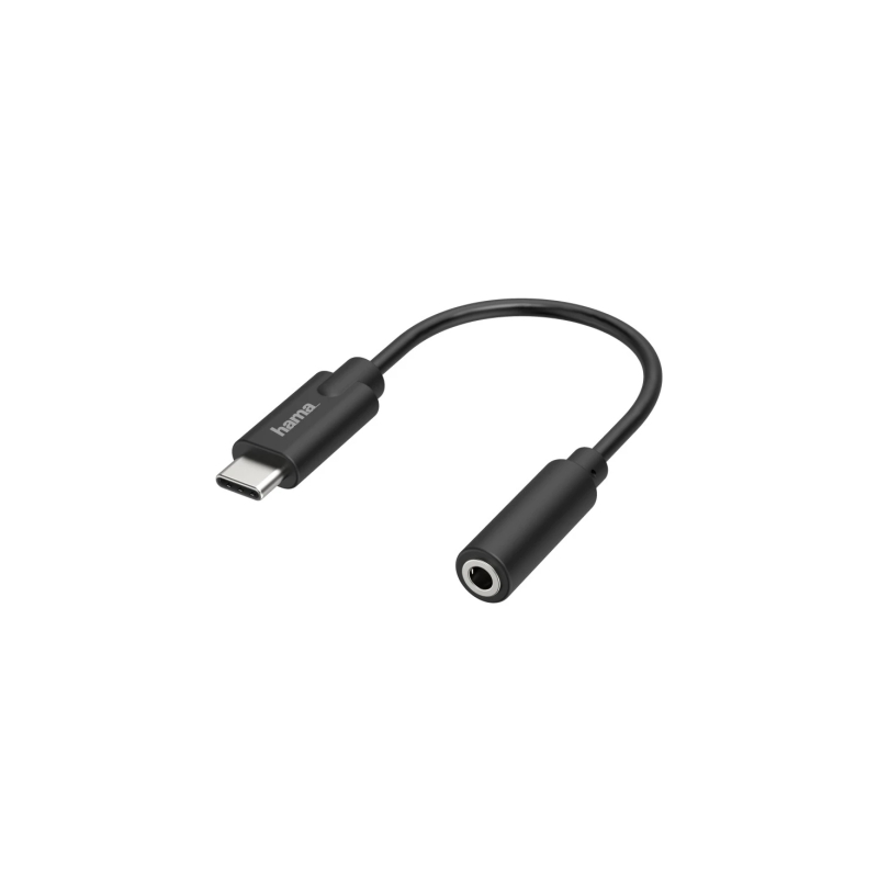 Câble adaptateur audio Hama Essential - USB-C mâle vers prise jack 3,5 mm femelle - Stéréo - Noir