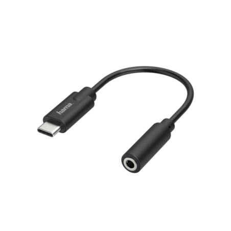Câble adaptateur audio Hama Essential - USB-C mâle vers prise jack 3,5 mm femelle - Stéréo - Noir