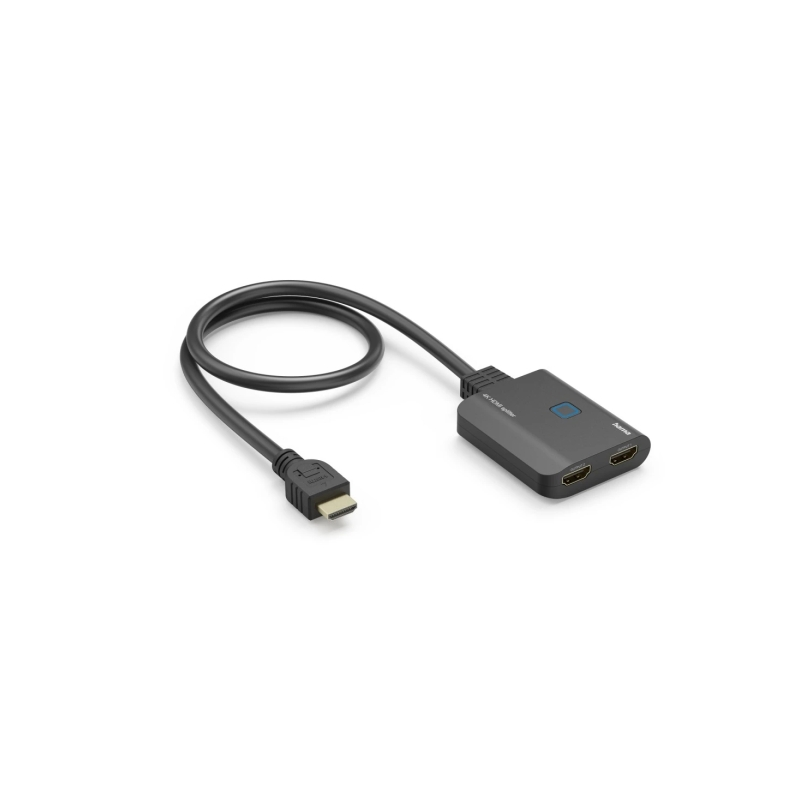 Répartiteur HDMI 4K Hama - 1 entrée - 2 sorties - Indicateur LED - 6,55 x 1,6 x 5,55 cm - Noir