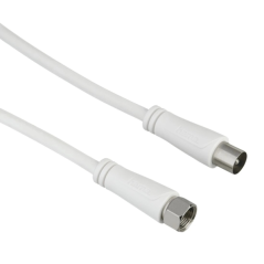Câble d'antenne coaxial Hama Essential - Longueur 1,5 m - Connecteur F mâle - Double blindage - Blindage 90 dB - Impédance 75 oh