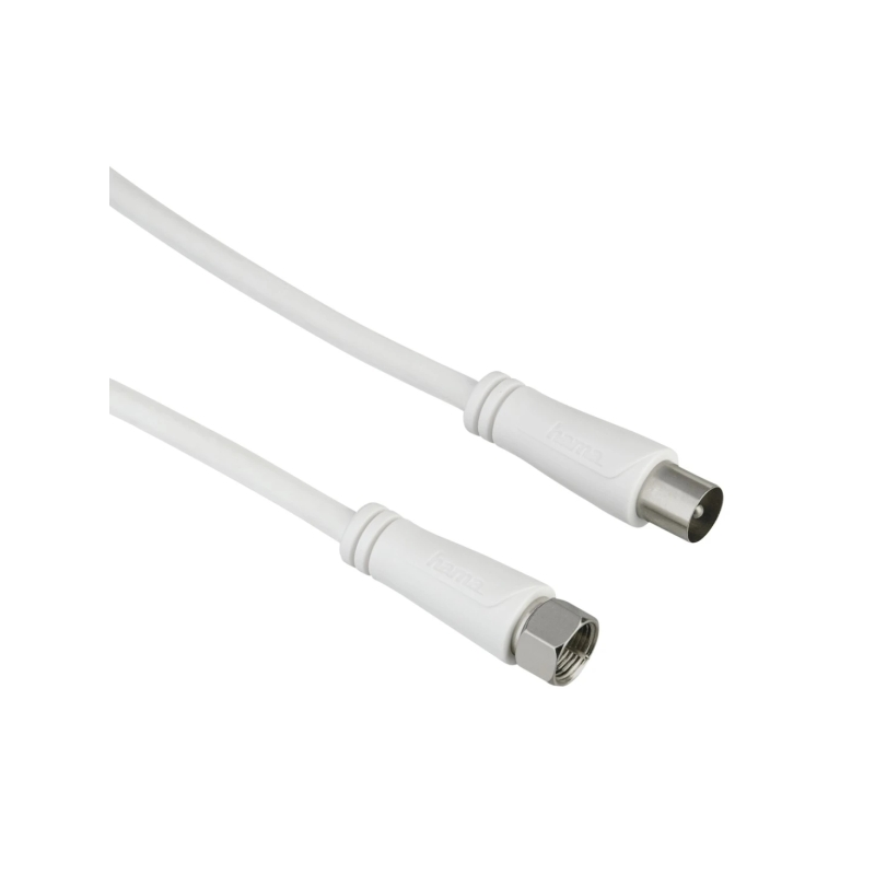 Câble d'antenne coaxial Hama Essential - Longueur 1,5 m - Connecteur F mâle - Double blindage - Blindage 90 dB - Impédance 75 oh