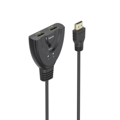 Commutateur HDMI 4K Hama Essential - Câble de 1,7 cm - Voyant LED - 2 entrées HDMI femelles - 1 sortie HDMI mâle - Noir