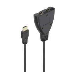 Commutateur HDMI 4K Hama Essential - Câble de 1,7 cm - Voyant LED - 2 entrées HDMI femelles - 1 sortie HDMI mâle - Noir