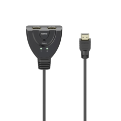 Commutateur HDMI 4K Hama Essential - Câble de 1,7 cm - Voyant LED - 2 entrées HDMI femelles - 1 sortie HDMI mâle - Noir