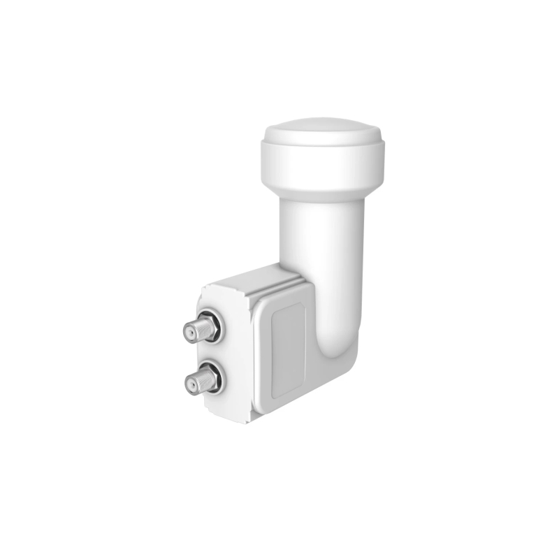 Récepteur satellite Hama Essential Twin LNB avec connecteur 2 voies - Sortie connecteur F - Facteur de bruit de 0,3 dB - Blanc