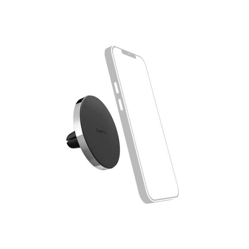 Support de voiture Hama Lock pour smartphones - Magnétique - Fixation sur grille d'aération - Poids max. 230 g - Aluminium - Noi