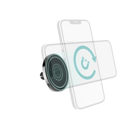 Support de voiture Hama Lock pour smartphones - Magnétique - Fixation sur grille d'aération - Poids max. 230 g - Aluminium - Noi