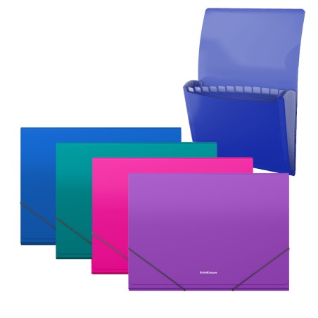 Erichkrause Lot de 4 Classeurs Matt Vivid - 12 Pochettes A4 Couleurs
