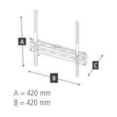 Support mural fixe Hama pour téléviseurs jusqu'à 65 pouces - Poids maximal : 35 kg - VESA 400 x 400 mm - Acier - Niveau à bulle