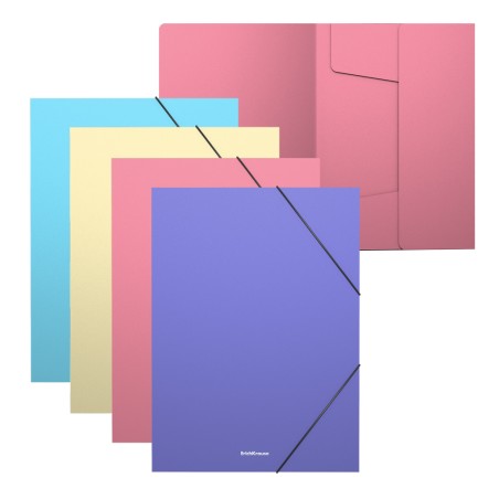 Erichkrause Lot de 4 Chemises à Rabat Mat Pastel - A4 Couleurs Assorti