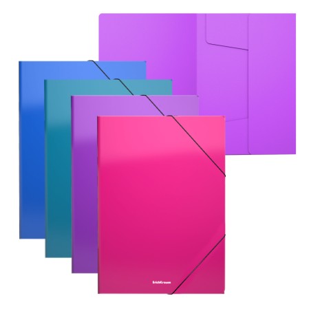 Erichkrause Lot de 4 Chemises à Rabat Matt Vivid A4 Couleurs Assorties