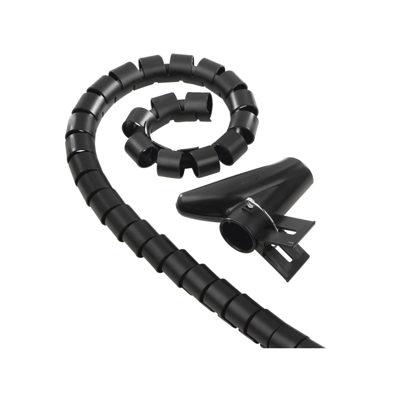 Organisateur de câbles spiralé Hama 20 mm - Flexible - Longueur 2,5 m - Adaptateur d'installation - Noir