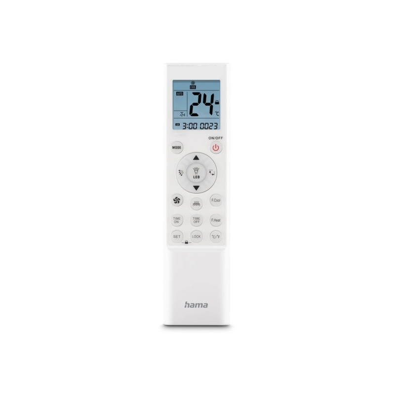 Télécommande Hama pour climatiseur - Universelle - Support mural inclus - Écran LCD - Minuterie - Portée de 5 m - 16 boutons - B