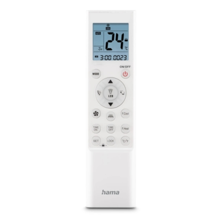 Télécommande Hama pour climatiseur - Universelle - Support mural inclus - Écran LCD - Minuterie - Portée de 5 m - 16 boutons - B