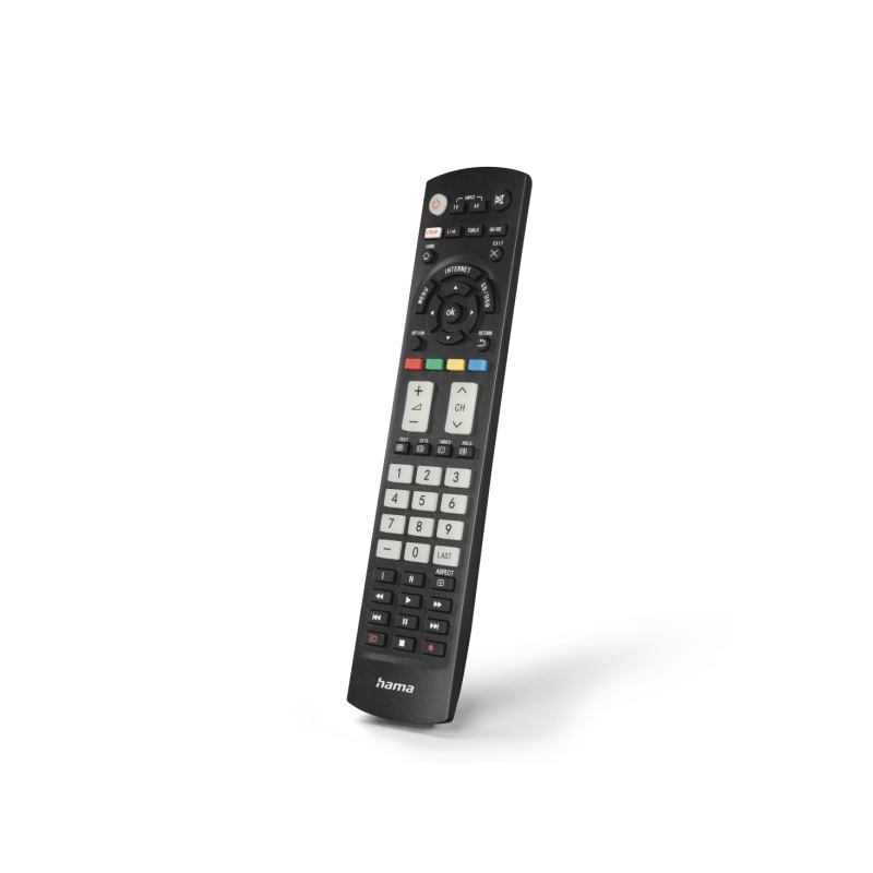 Télécommande Hama pour téléviseurs Panasonic - Portée de 10 m - 56 boutons - Accès direct aux plateformes de streaming - 21,4 x