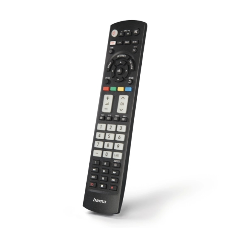 Télécommande Hama pour téléviseurs Panasonic - Portée de 10 m - 56 boutons - Accès direct aux plateformes de streaming - 21,4 x