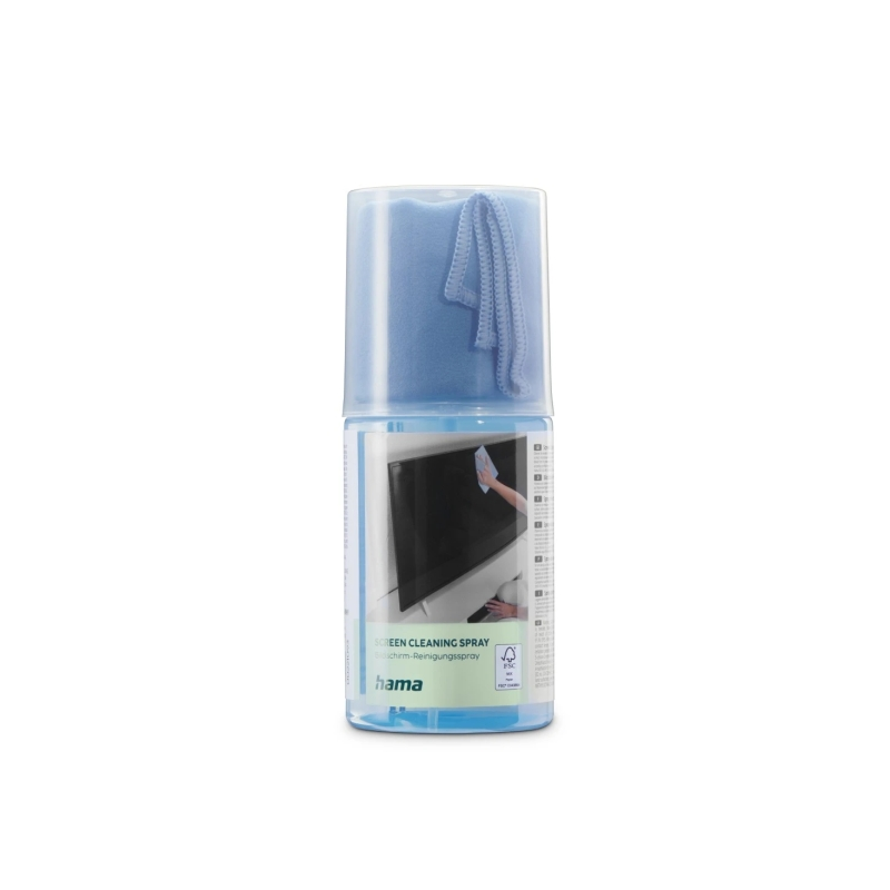 Nettoyant écran Hama - Capacité 200 ml - Chiffon en microfibre - Bleu