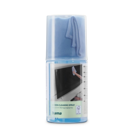 Nettoyant écran Hama - Capacité 200 ml - Chiffon en microfibre - Bleu