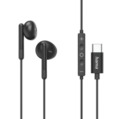 Casque Hama Classy avec microphone omnidirectionnel - Câble de 1,2 m - Connecteur USB-C - Noir