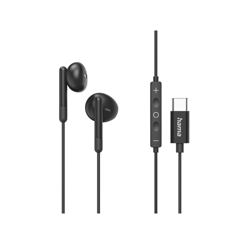Casque Hama Classy avec microphone omnidirectionnel - Câble de 1,2 m - Connecteur USB-C - Noir