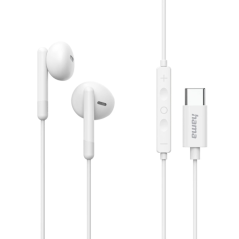 Casque Hama Classy avec microphone omnidirectionnel - Câble de 1,2 m - Connecteur USB-C - Assistant vocal - Blanc