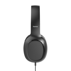 Casque Hama Fun C avec microphone omnidirectionnel - Câble de 1,2 m - Arceau réglable - Coussinets d'oreille en cuir - Noir