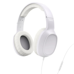 Casque Hama Fun C avec microphone omnidirectionnel - Câble de 1,2 m - Arceau réglable - Coussinets d'oreille en cuir - Blanc