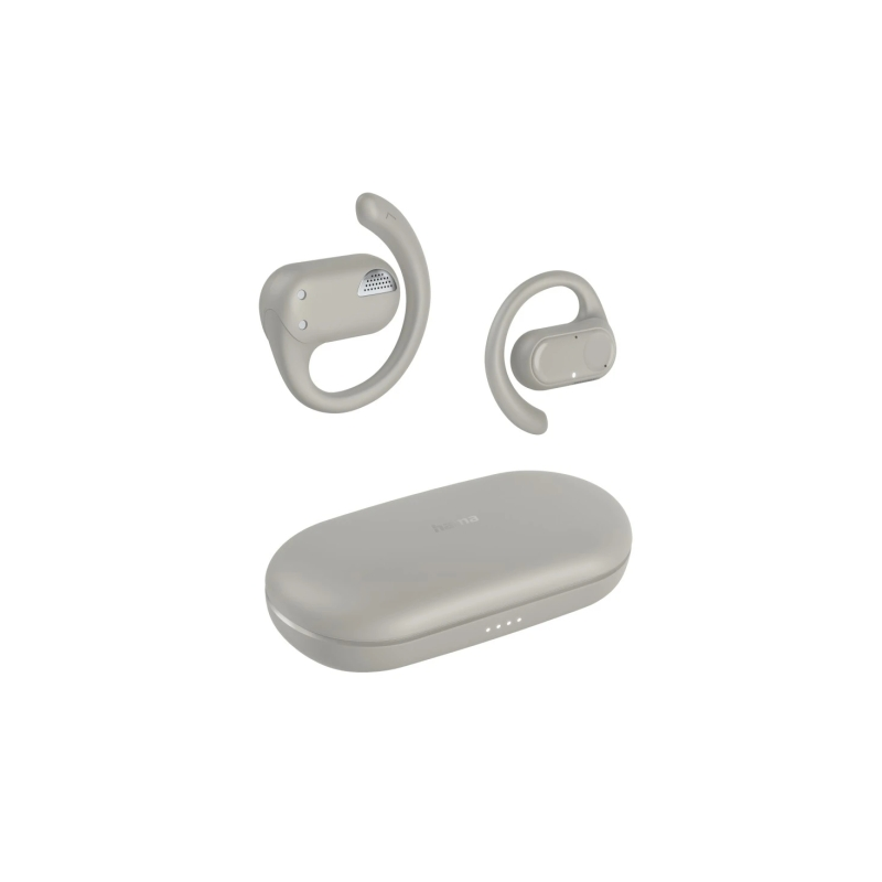 Casque ouvert Hama Spirit avec microphone omnidirectionnel - Bluetooth - IPX4 - Affichage LED - Chargement USB-C - Beige