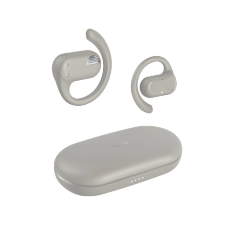 Casque ouvert Hama Spirit avec microphone omnidirectionnel - Bluetooth - IPX4 - Affichage LED - Chargement USB-C - Beige