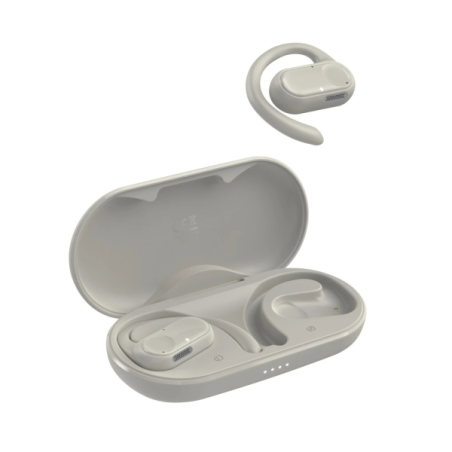 Casque ouvert Hama Spirit avec microphone omnidirectionnel - Bluetooth - IPX4 - Affichage LED - Chargement USB-C - Beige