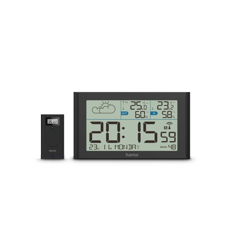 Station météo Hama Sylt - Horloge - Prévisions météo - Capteur extérieur - Radiofréquence - Thermomètre - Hygromètre - 25 x 3 x