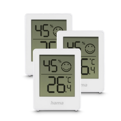 Hama Cres Lot de 3 thermomètres et hygromètres d'intérieur - Affichage numérique - Fixation murale - Indicateur de confort - 4,5