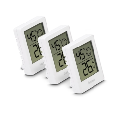 Hama Cres Lot de 3 thermomètres et hygromètres d'intérieur - Affichage numérique - Fixation murale - Indicateur de confort - 4,5