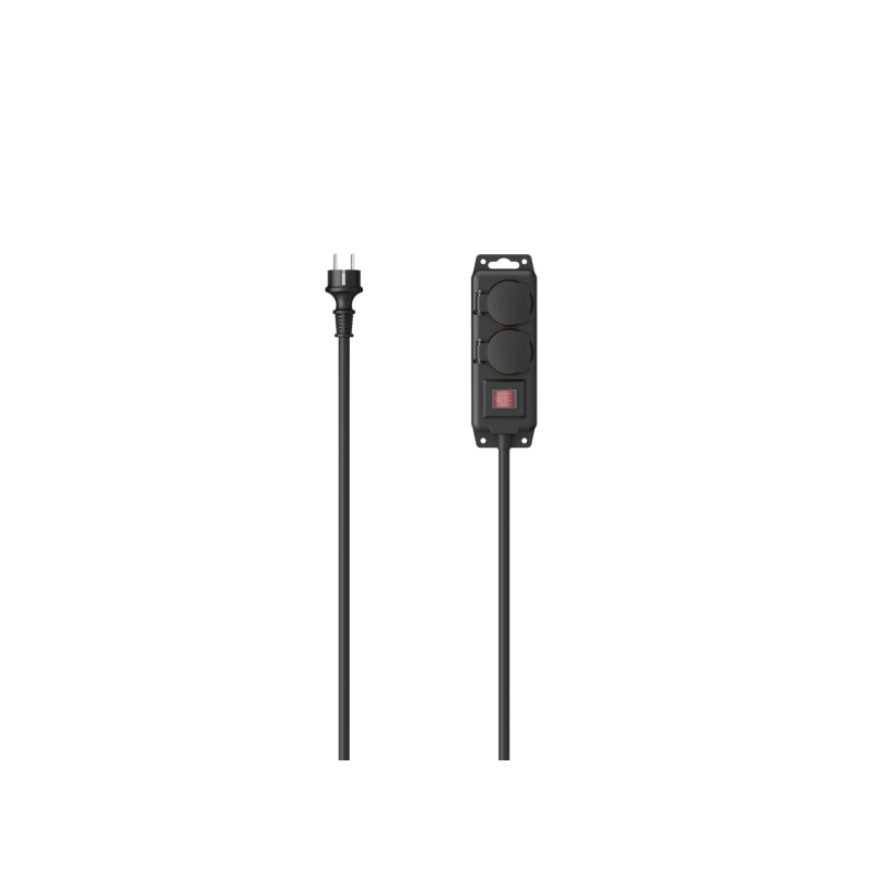 Multiprise Hama à 2 prises - Puissance maximale 3680 W - Indice de protection IP44 - Câble de 2 m - Fixation murale - Fiche Schu