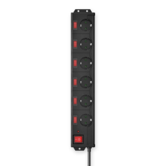 Multiprise Hama à 6 prises - Puissance maximale 3680 W - Câble de 1,4 m - Tension 250 V - Fiche Schuko coudée - Dimensions : 7,5