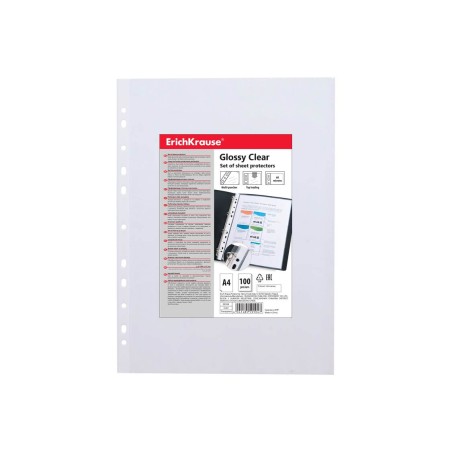 Erichkrause Lot de 100 pochettes de protection transparentes et brilla