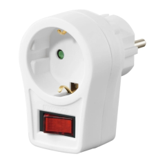Adaptateur secteur Hama avec interrupteur - Puissance maximale 3680 W - Blanc