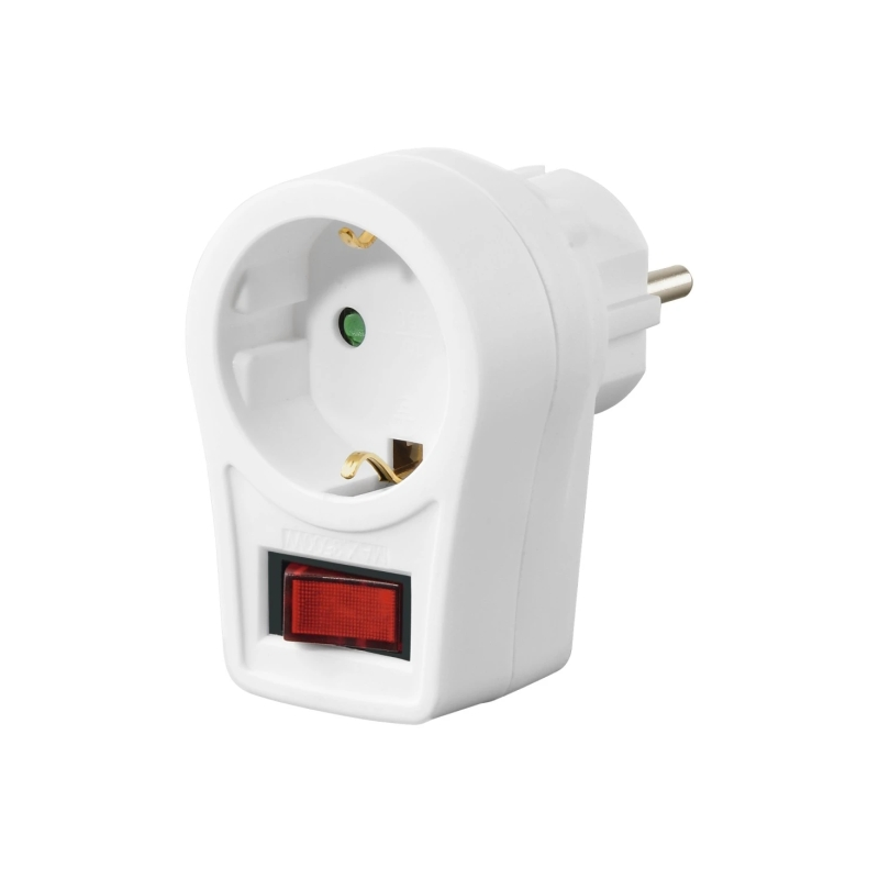 Adaptateur secteur Hama avec interrupteur - Puissance maximale 3680 W - Blanc
