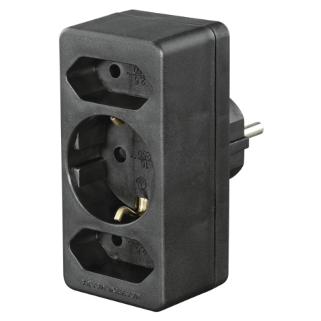 Multiprise murale Hama à 3 prises - Puissance maximale 3680 W - 1 prise Schuko - 2 prises USB-C - Noire
