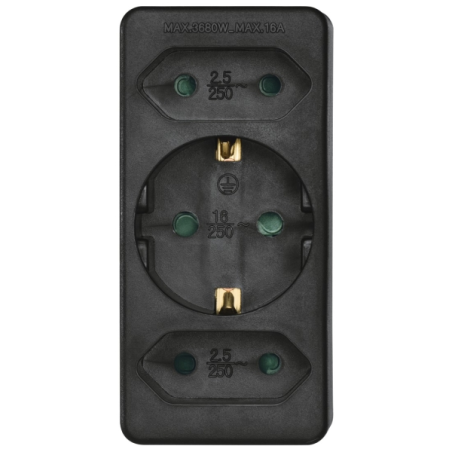Multiprise murale Hama à 3 prises - Puissance maximale 3680 W - 1 prise Schuko - 2 prises USB-C - Noire