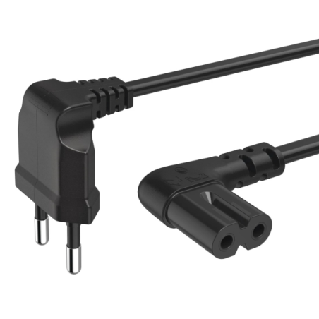 Câble d'alimentation coudé Hama CEE7/16 mâle-femelle C7 - Longueur 1,5 m - Section 0,75 mm² - Noir