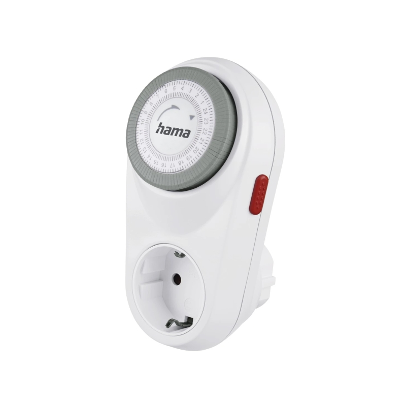 Minuteur mécanique incurvé Hama - Puissance maximale 3680 W - Tension 250 V - Intervalles de 15 min - Blanc