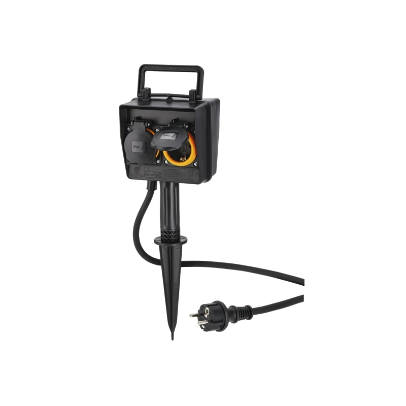 Multiprise extérieure Hama à 2 prises - Puissance maximale 3680 W - Minuterie - Indice de protection IP44 - Fiche Schuko droite