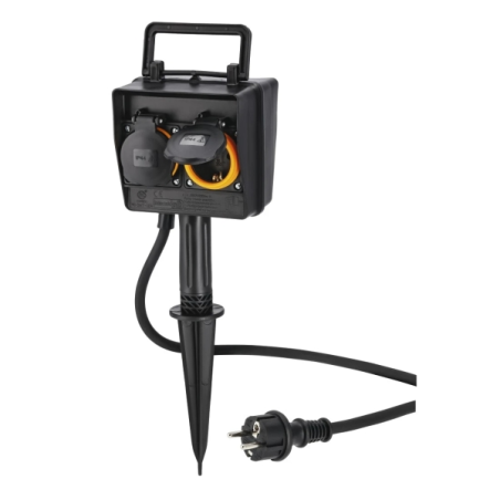 Multiprise extérieure Hama à 2 prises - Puissance maximale 3680 W - Minuterie - Indice de protection IP44 - Fiche Schuko droite