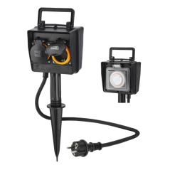 Multiprise extérieure Hama à 2 prises - Puissance maximale 3680 W - Minuterie - Indice de protection IP44 - Fiche Schuko droite