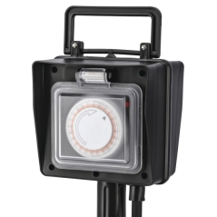 Multiprise extérieure Hama à 2 prises - Puissance maximale 3680 W - Minuterie - Indice de protection IP44 - Fiche Schuko droite