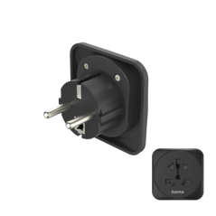 Adaptateur de voyage Hama avec prises de type E et Schuko - Puissance jusqu'à 3750 W - Prises multiples - Tension 250 V - Noir