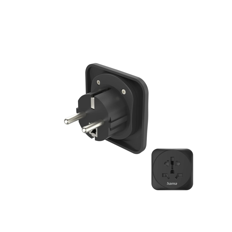 Adaptateur de voyage Hama avec prises de type E et Schuko - Puissance jusqu'à 3750 W - Prises multiples - Tension 250 V - Noir